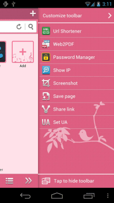 Screenshot of the application Pink Bird Boat Browser Theme - #2