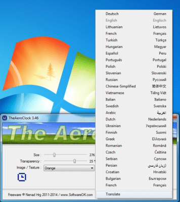 Screenshot of the application TheAeroClock - #2