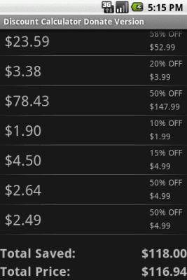 Screenshot of the application Infolife Discount Calculator - #2