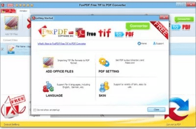 Screenshot of the application FoxPDF Free TIF to PDF Converter - #1