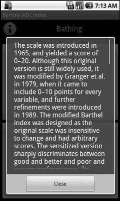 Screenshot of the application Barthel Index - #4