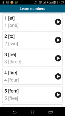Screenshot of the application Danish 50 languages - #8