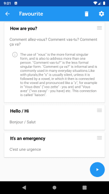 Screenshot of the application Learn French Phrasebook - #6