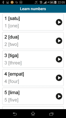 Screenshot of the application Indonesian 50 languages - #6