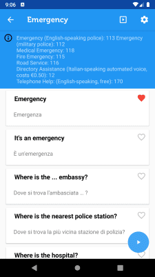 Screenshot of the application Learn Italian Phrasebook - #5