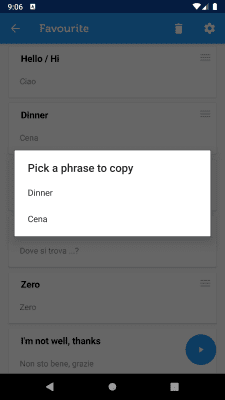 Screenshot of the application Learn Italian Phrasebook - #8