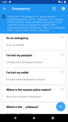 Screenshot of the application Learn German Phrasebook - #5