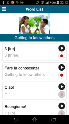 Screenshot of the application Italian 50 languages - #4