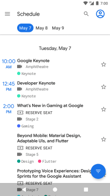 Screenshot of the application Google I/O 2019 - #2
