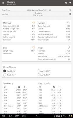 Screenshot of the application Position Sun and Sunrise Demo - #9