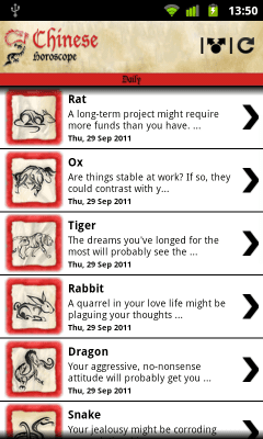 Screenshot of the application Chinese Horoscope - #8