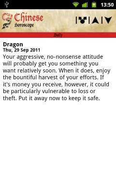 Screenshot of the application Chinese Horoscope - #9