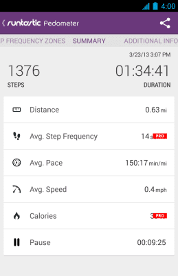 Screenshot of the application Runtastic Pedometer - #4