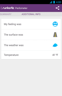 Screenshot of the application Runtastic Pedometer - #5