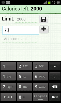 Screenshot of the application calorie counter - #2