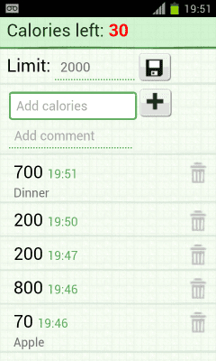 Screenshot of the application calorie counter - #7