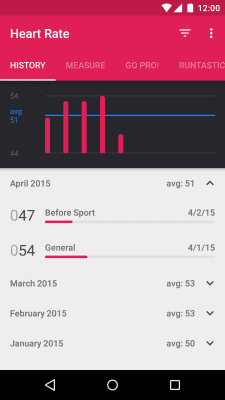 Screenshot of the application Runtastic Heart Rate - #2