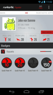 Screenshot of the application Runtastic Squats - #4