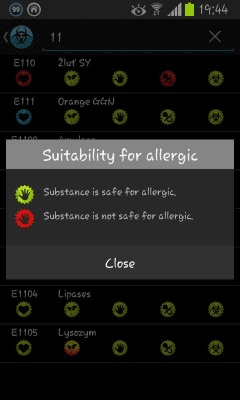 Screenshot of the application E Numbers/Food Additives - #4