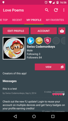 Screenshot of the application Love Poems - #6