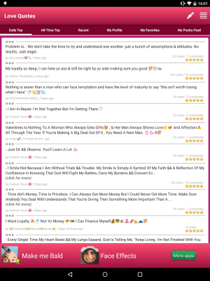Screenshot of the application AppTornado Love Quotes - #2