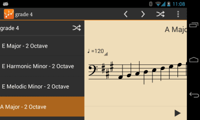 Screenshot of the application Scales Practice - #2