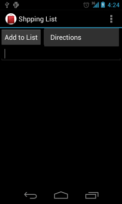 Screenshot of the application Quick Shopping List - #2