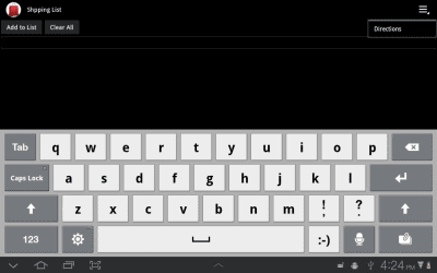 Screenshot of the application Quick Shopping List - #4