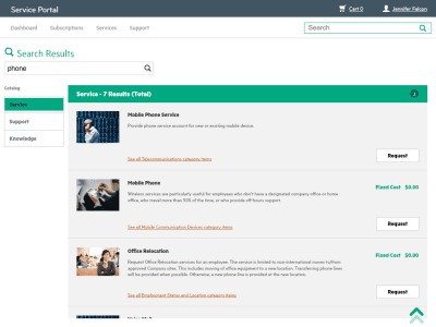 Screenshot of the application HPE Service Request Catalog - #2