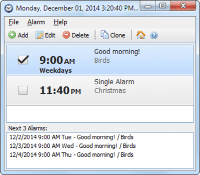 Screenshot of the application Free Alarm Clock - #1