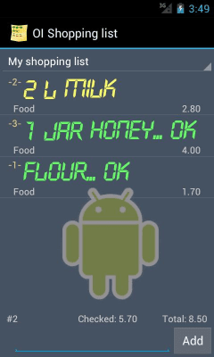 Screenshot of the application OI Shopping list - #2
