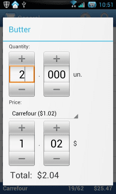 Screenshot of the application Pocket Shopping (trial) - #4