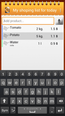 Screenshot of the application Balu Shopping List - #4