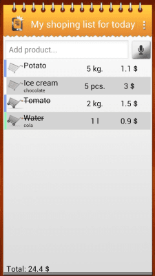 Screenshot of the application Balu Shopping List - #5