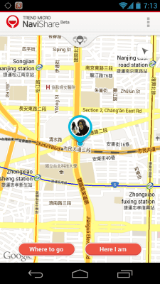 Screenshot of the application NaviShare Beta - #2