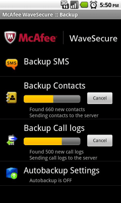 Screenshot of the application McAfee WaveSecure (Trial) - #2