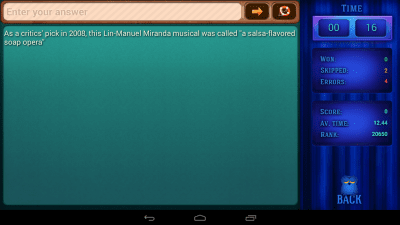 Screenshot of the application Jeopardy! Quiz - #10
