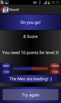 Screenshot of the application Gender Battle - #4