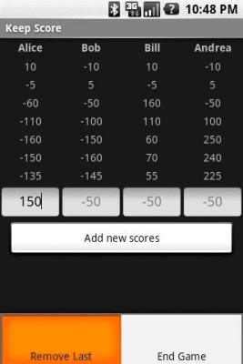 Screenshot of the application Keep Score - #2
