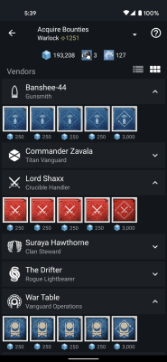 Screenshot of the application Destiny 2 Companion - #4