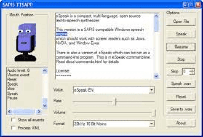 Screenshot of the application eSpeak - #2