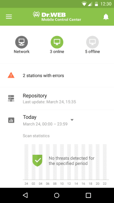 Screenshot of the application Dr.Web Mobile Control Center - #2