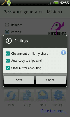 Screenshot of the application Mistero password generator - #2