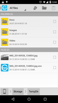 Screenshot of the application FileEnc (File encryption) - #2