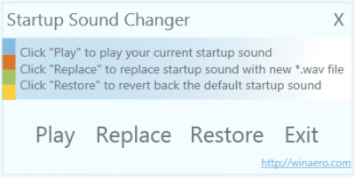 Screenshot of the application Startup Sound Changer - #1