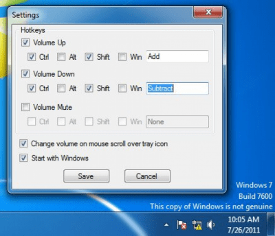Screenshot of the application SimpleSndVol - #3