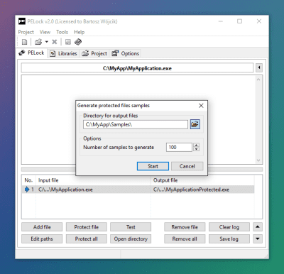 Screenshot of the application PELock - #2