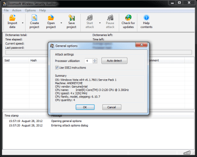 Screenshot of the application Elcomsoft Wireless Security Auditor - #3