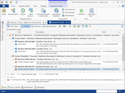 Screenshot of the application EMCO Remote Shutdown - #7