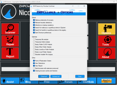 Screenshot of the application ZHPCleaner - #2